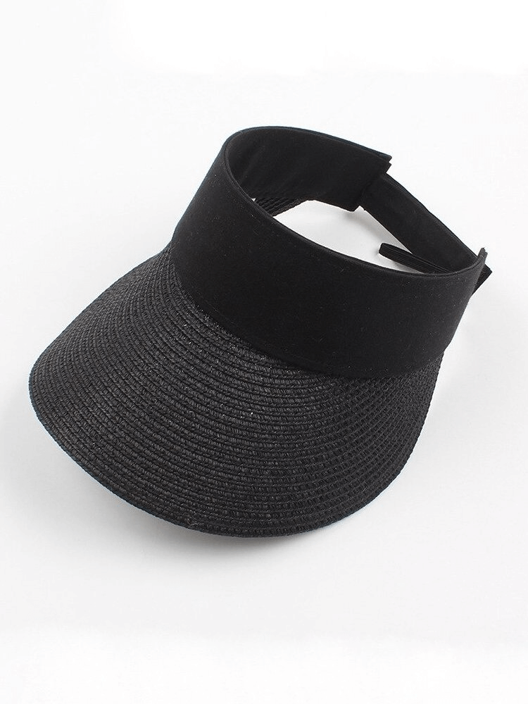 Black lightweight summer women's hat with adjustable fastener for sun protection, perfect for casual outdoor wear and street style.