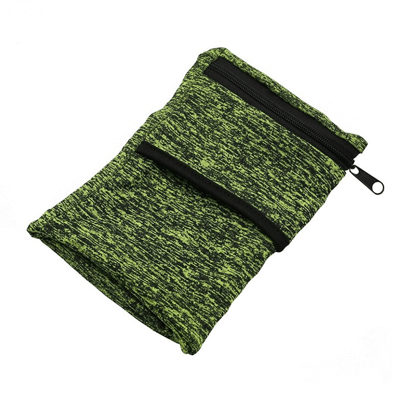 Lightweight green zipper running arm bag for phone and keys, perfect for workouts and outdoor activities.