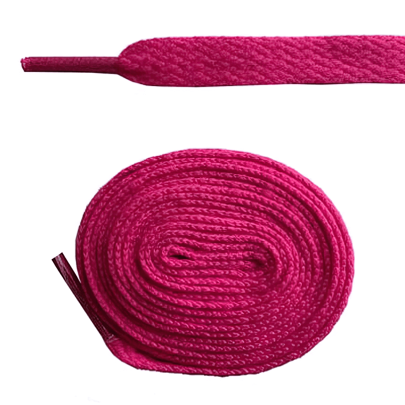 Vibrant pink long plain flat shoelaces for sports shoes, 86.5 inches, ultra-durable and flexible, perfect for a reliable fit.