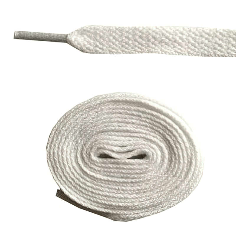 White long flat shoelaces for sports shoes, SF1125, 86.5 inches, durable polyester, perfect for secure and flexible fit.