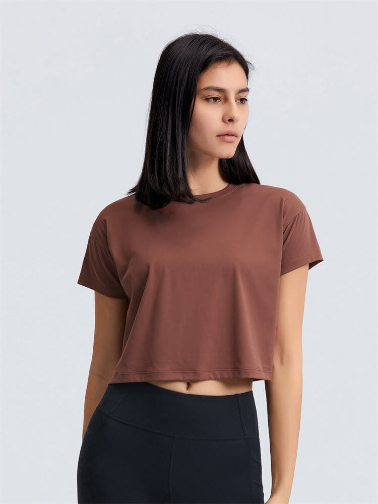 Loose Fit Workout Solid Crop T-Shirt für Damen – SF1155