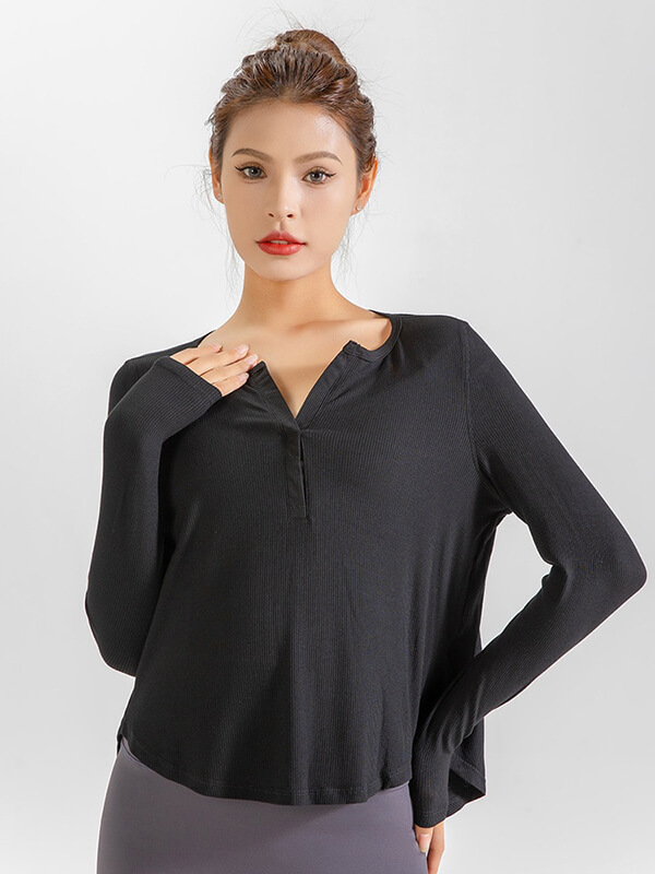Loose V-neck Top for Women / Quick Dry Running Clothes - SF1236