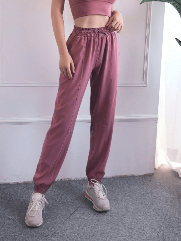 Loose Women's High-Waisted Yoga Pants SF0418, comfortable fit in rose color, perfect for yoga and leisure activities.