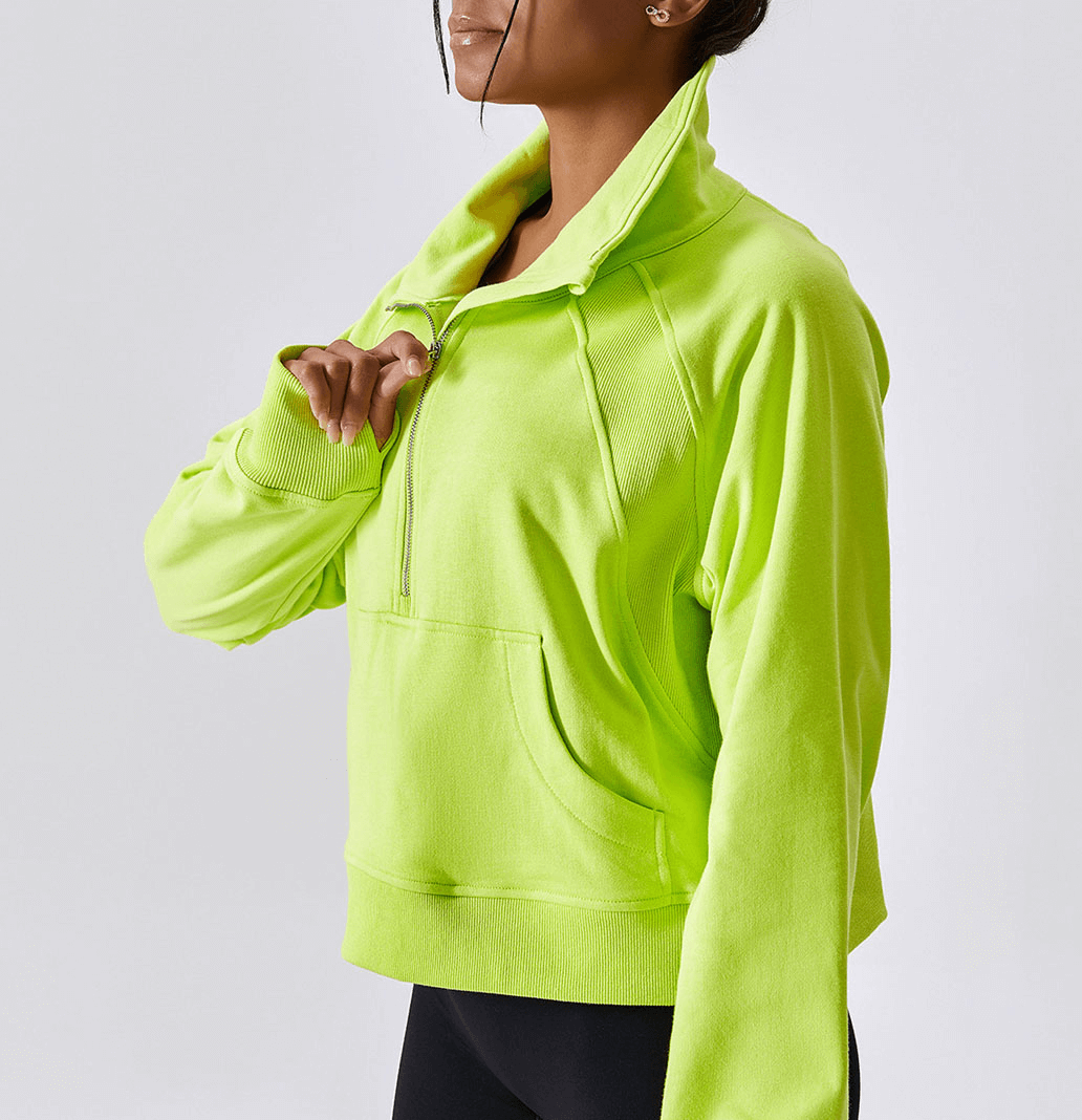 Lockeres Yoga-Sweatshirt mit Reißverschluss vorne / Laufsport-Top – SF1229 