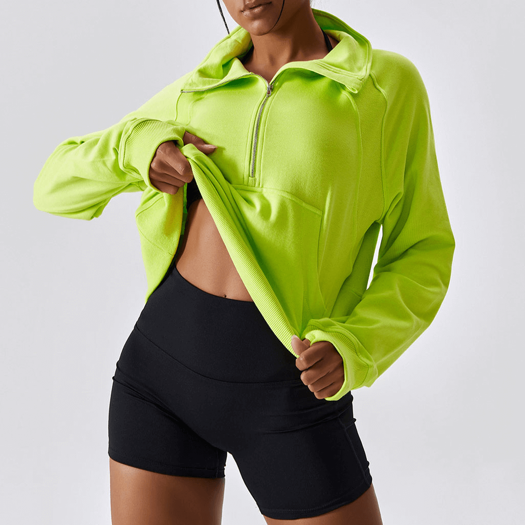 Loose Yoga Sweatshirt with Zipper On Front / Running Sports Top - SF1229