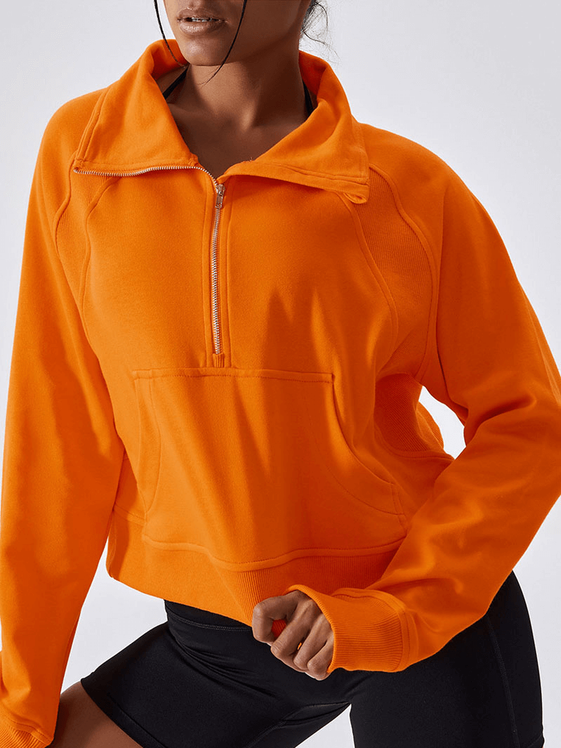 Loose Yoga Sweatshirt with Zipper On Front / Running Sports Top - SF1229