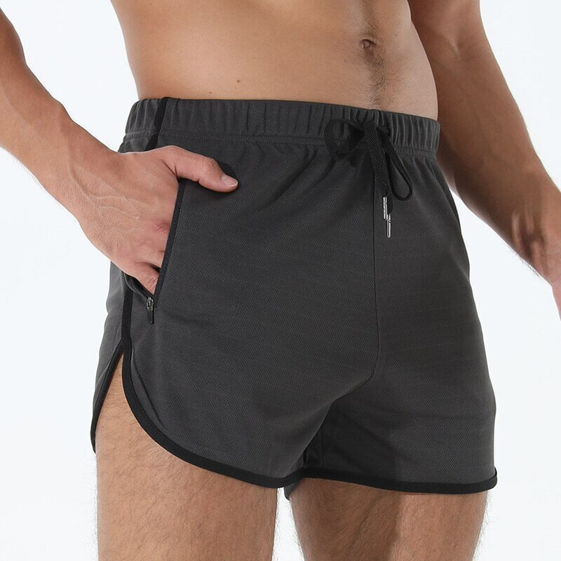 Male Breathable Running Drawstring Shorts with Zip Pockets - SF1099