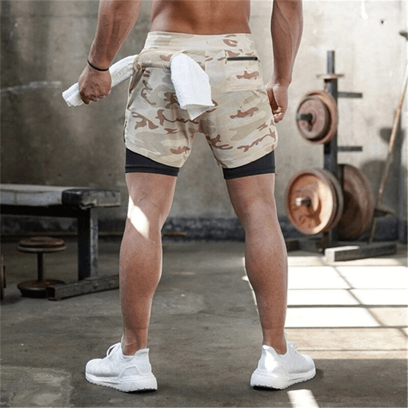 Male Double-Deck Running Shorts with Pockets / Quick Dry Gym Clothes - SF0939