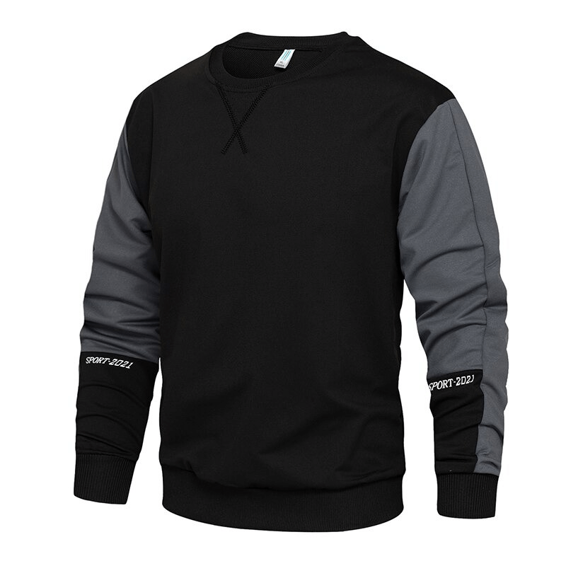 Stylish male patchwork long sleeve pullover with o-neck design, crafted from durable polyester. Perfect for casual fashion - SF0299.