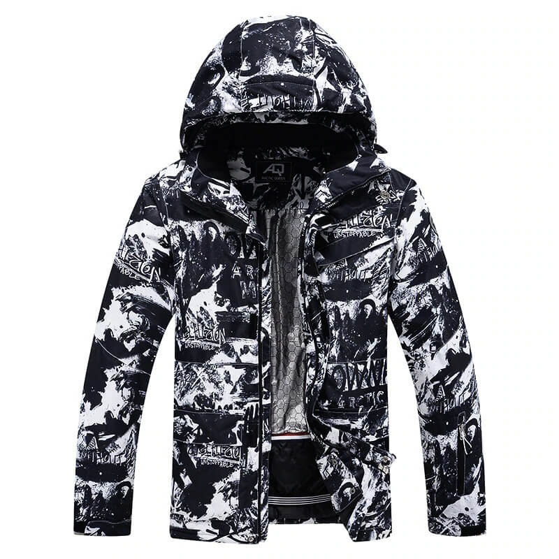 Men's ski jacket SF0635 - waterproof, windproof, and printed. Ideal for stylish and protective skiing with anti-pilling fabric.