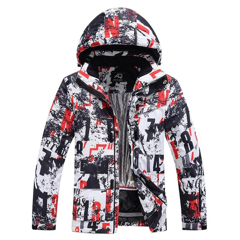 Male Ski Warm Windproof Waterproof Jacket with Print - SF0635