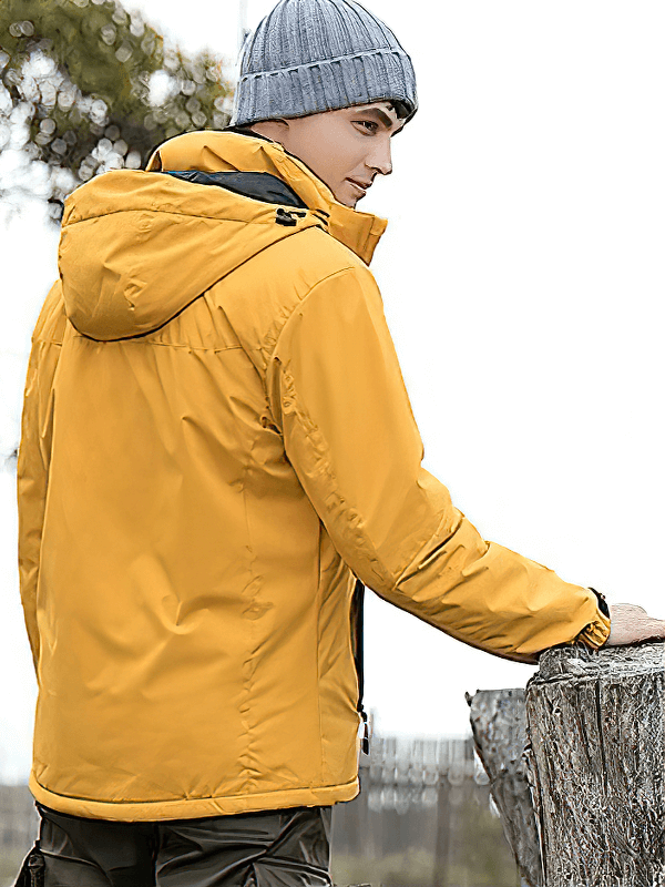 Male Warm Thick Waterproof Skiing Jacket with Hood and Pockets - SF0385