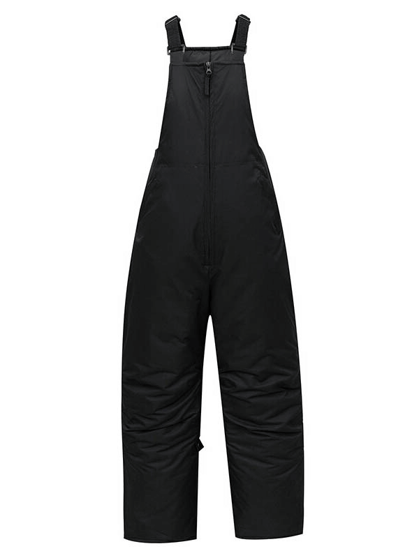 Black male snow pants with a zipper and adjustable elastic straps, perfect for winter activities like skiing and snowboarding. Model SF0916.