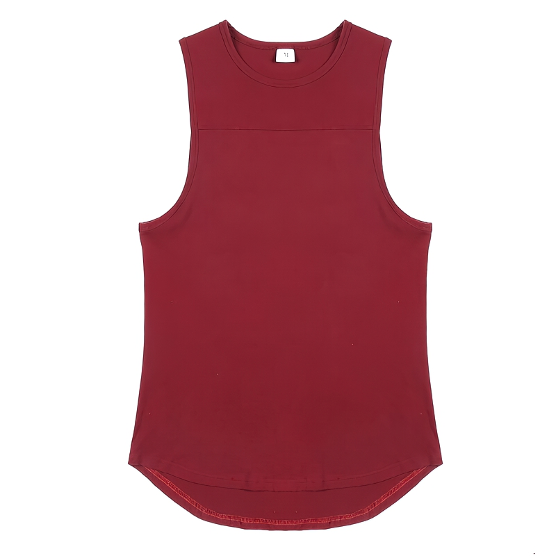 Burgundy men's workout cotton tank top, perfect for gym, boxing, weight lifting, and sports, featuring a breathable o-neck design.