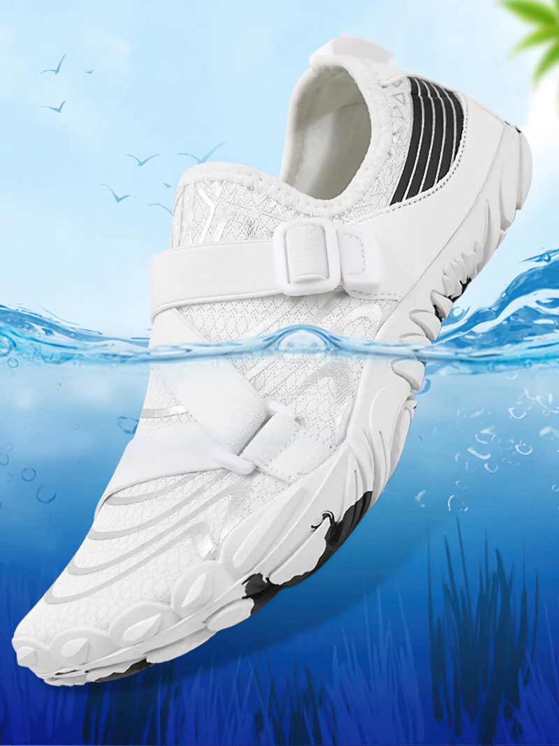 Men's and Women's breathable elastic water shoe ideal for surfing, swimming, and water sports. Features slip-on closure and synthetic upper.