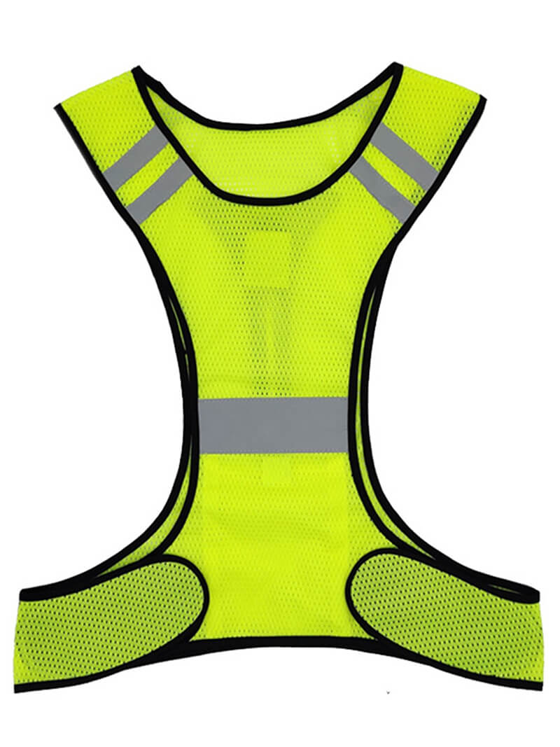 Unisex yellow reflective vest for high visibility at night, featuring breathable polyester and gore-tex fabric for safety in low light.