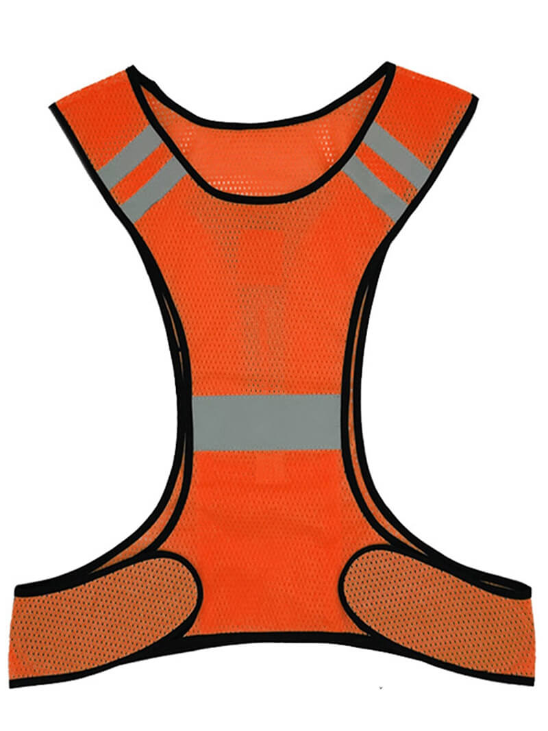 Unisex orange reflective vest for high visibility, perfect for night safety. Made of lightweight polyester and night-gloss fabric.