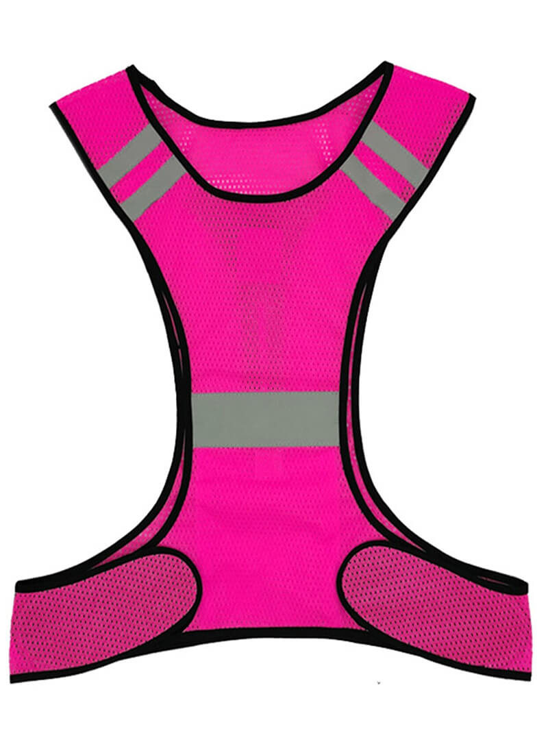 Pink reflective vest for high visibility at night, featuring a breathable design with reflective strips for safety. Unisex. SF0510.