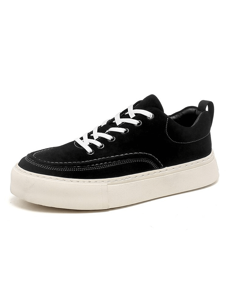 Men's breathable casual leather sneakers, stylish design SF0973, with white laces and flexible rubber outsole for comfort.