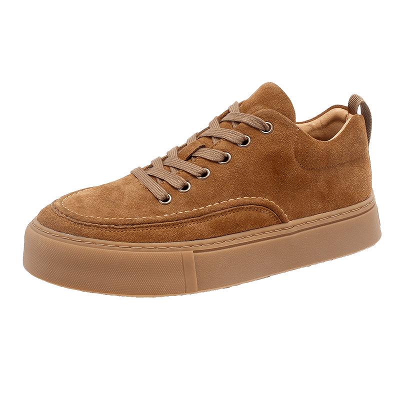 Stylish brown leather men's sneaker with breathable design and flexible rubber sole, perfect for all-day comfort and fashion.