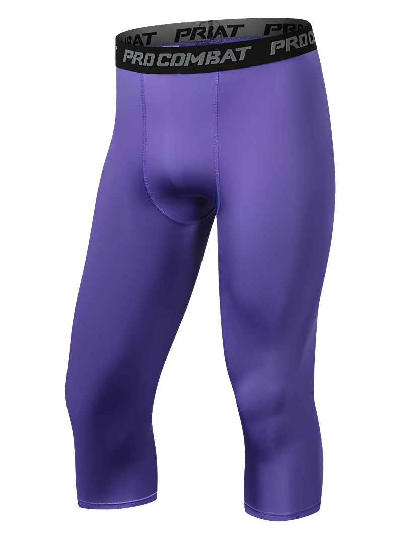 Men's purple breathable compression capri pants for gym, SF0890