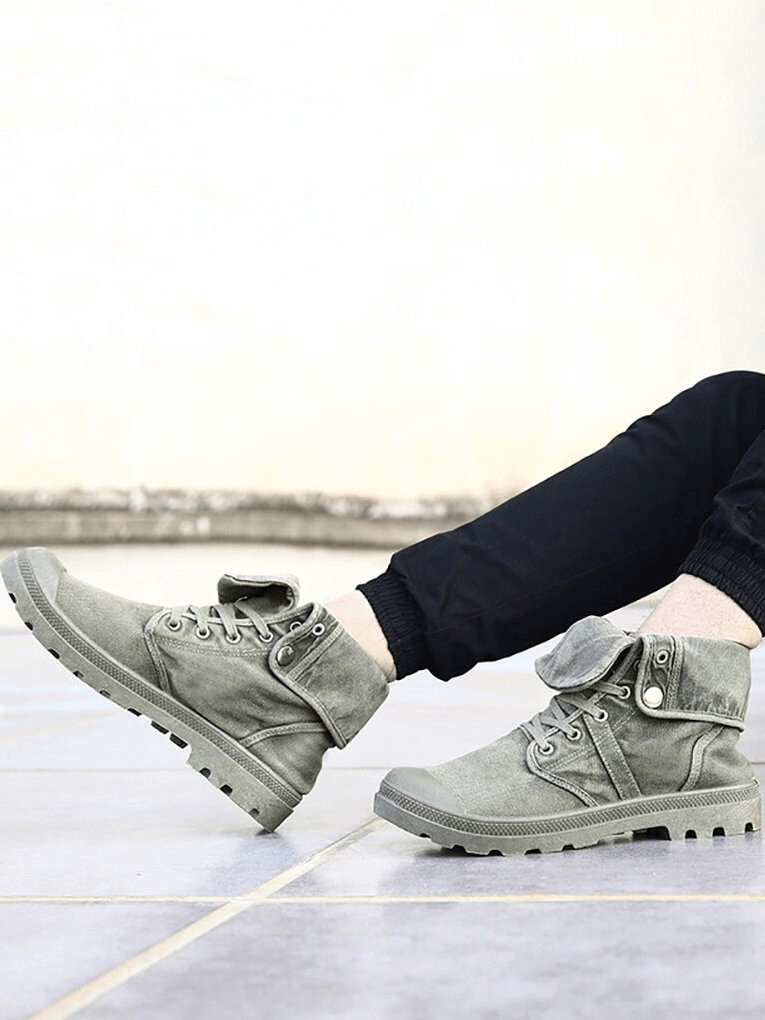 Men's casual hiking breathable ankle boots SF0971 with canvas uppers, gray color, showcasing comfort and style for outdoor adventures.