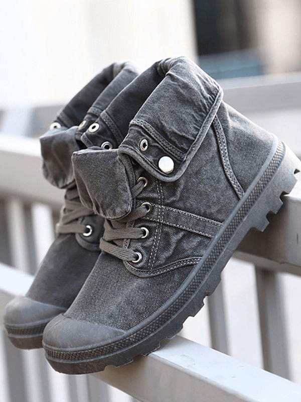 Men's Casual Hiking Breathable Ankle Boots SF0971, grey canvas, durable sole, perfect for outdoor adventures, comfort and style.
