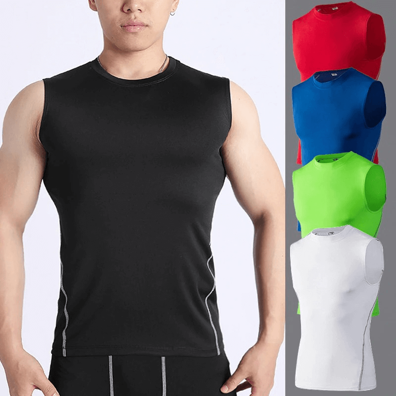 Men's Compression Lightweight Fitness Gyms Tank Top SF0654 in various colors, ideal for workouts with breathable fabric.
