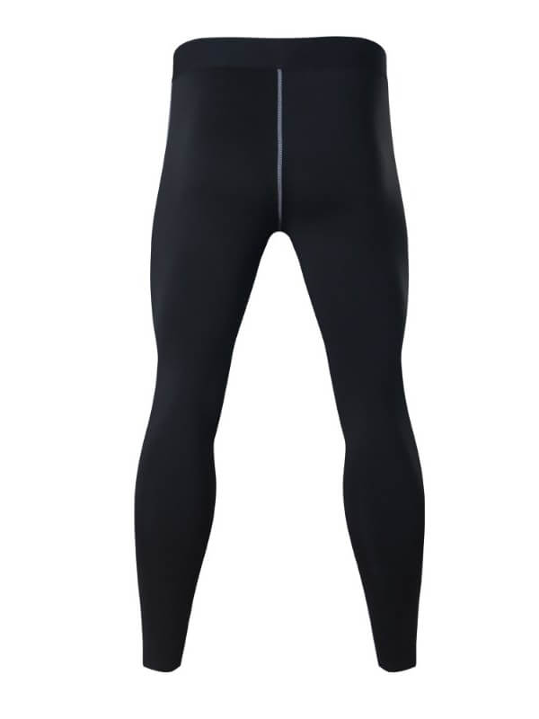 Men's black compression tight leggings for sports, full-length fit, polyester spandex blend, stylish and supportive design - SF0862