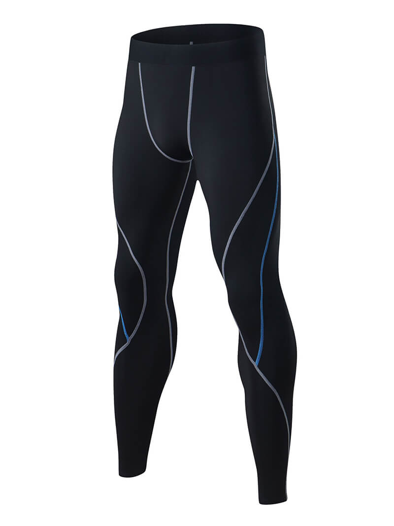 Men's compression leggings with stylish print, black color, ideal for all sports, enhances muscle support. Model: SF0862.