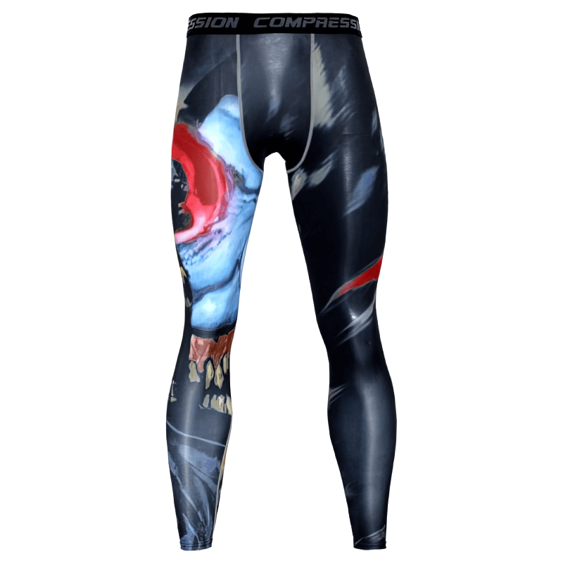 Men's SF0957 compression leggings with graphic design; quick-dry, breathable, and ideal for fitness, running, and bodybuilding.