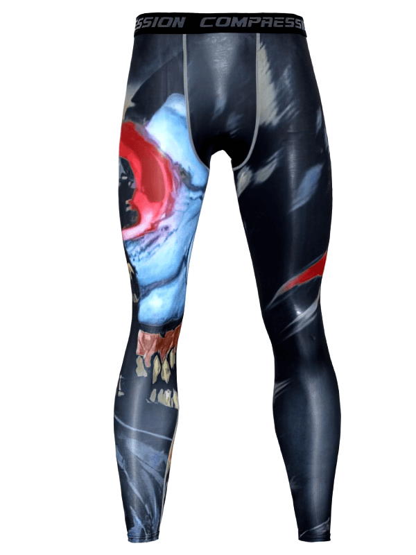 Men's Compression Tight Quick Dry Workout Leggings with artistic design, perfect for fitness and bodybuilding, SF0957.
