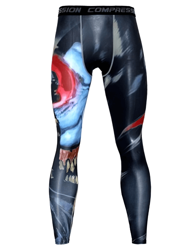 Men's compression workout leggings with graphic print, quick-dry fabric, lightweight and supportive for fitness and running, SF0957.