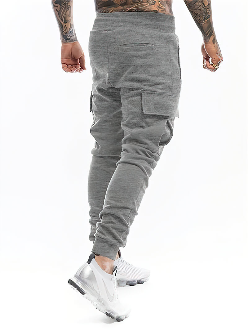Pantalon de jogging à cordon de serrage en coton pour hommes avec multi-poches - SPF1095 