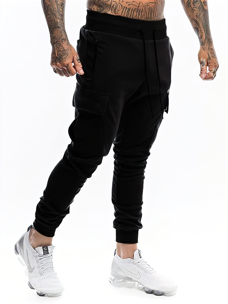 Pantalon de jogging à cordon de serrage en coton pour hommes avec multi-poches - SPF1095 