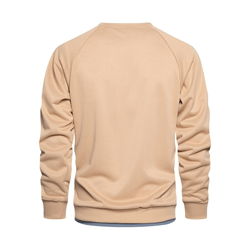 Men's solid beige sweatshirt with raglan sleeves and O-neck, showcasing a casual and versatile design for everyday wear.