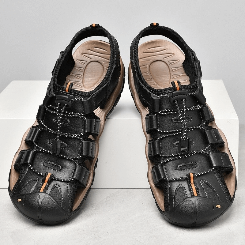 Leichte Herren-Sandalen aus echtem Leder / Outdoor-Strandschuhe – SF0653 