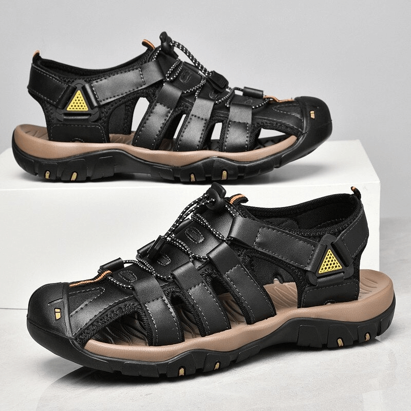 Sandales légères en cuir véritable pour hommes / chaussures de plage en plein air - SPF0653 