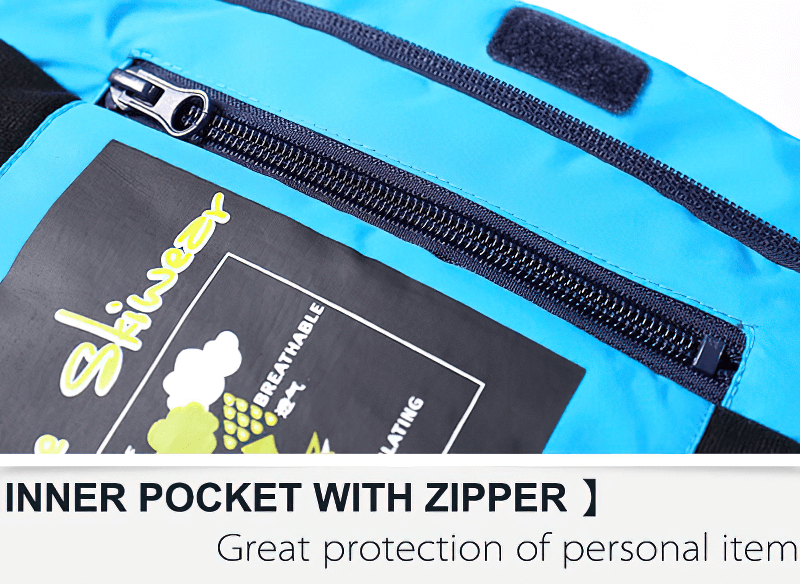 Men's ski jacket inner pocket with zipper, ensuring great protection for personal items. Windproof, waterproof, and breathable fabric.