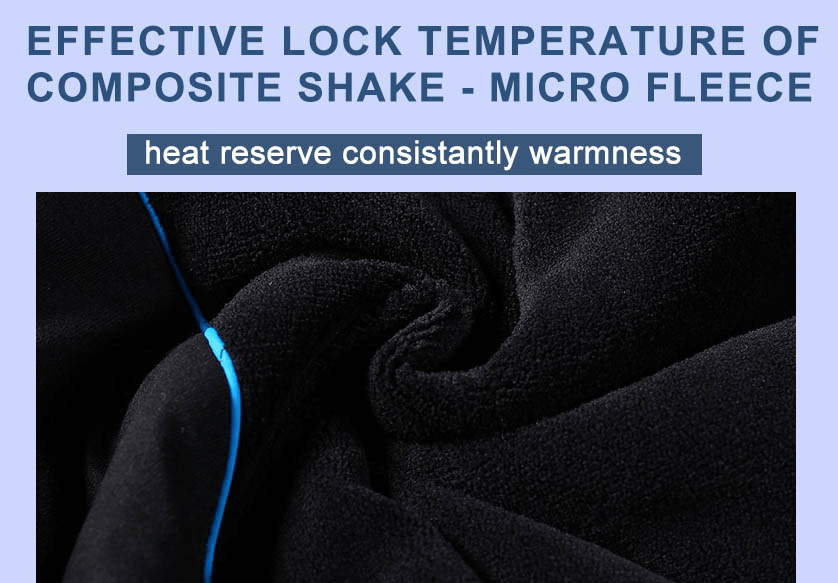 Close-up of black micro fleece fabric showcasing its effective lock temperature and heat reserve characteristics.