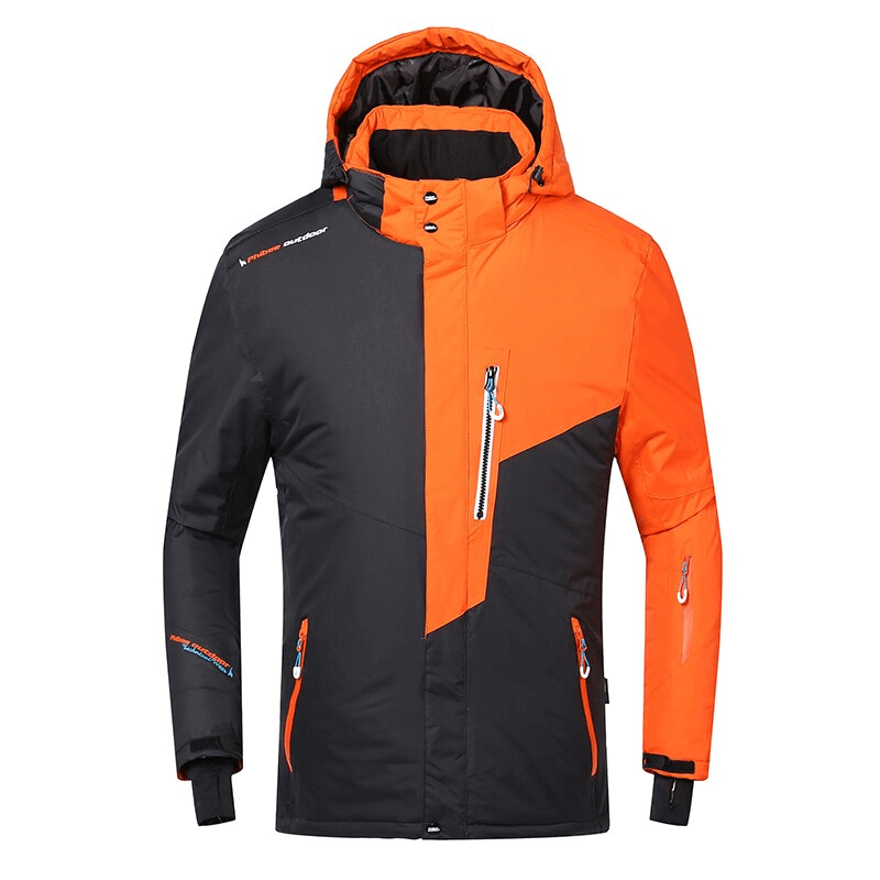 Men's Micro Fleece Lining Ski Jacket with Detachable Hood SF0857, windproof, waterproof, breathable, ideal for skiing in cold weather.