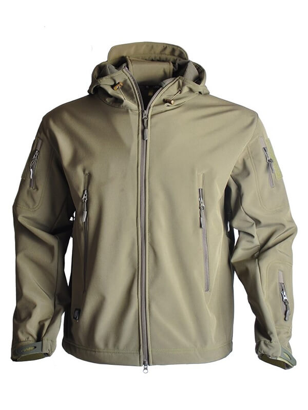 Men's Military Tactical Warm Jacket with Hood and Pockets, waterproof and windproof, ideal for outdoor adventures.