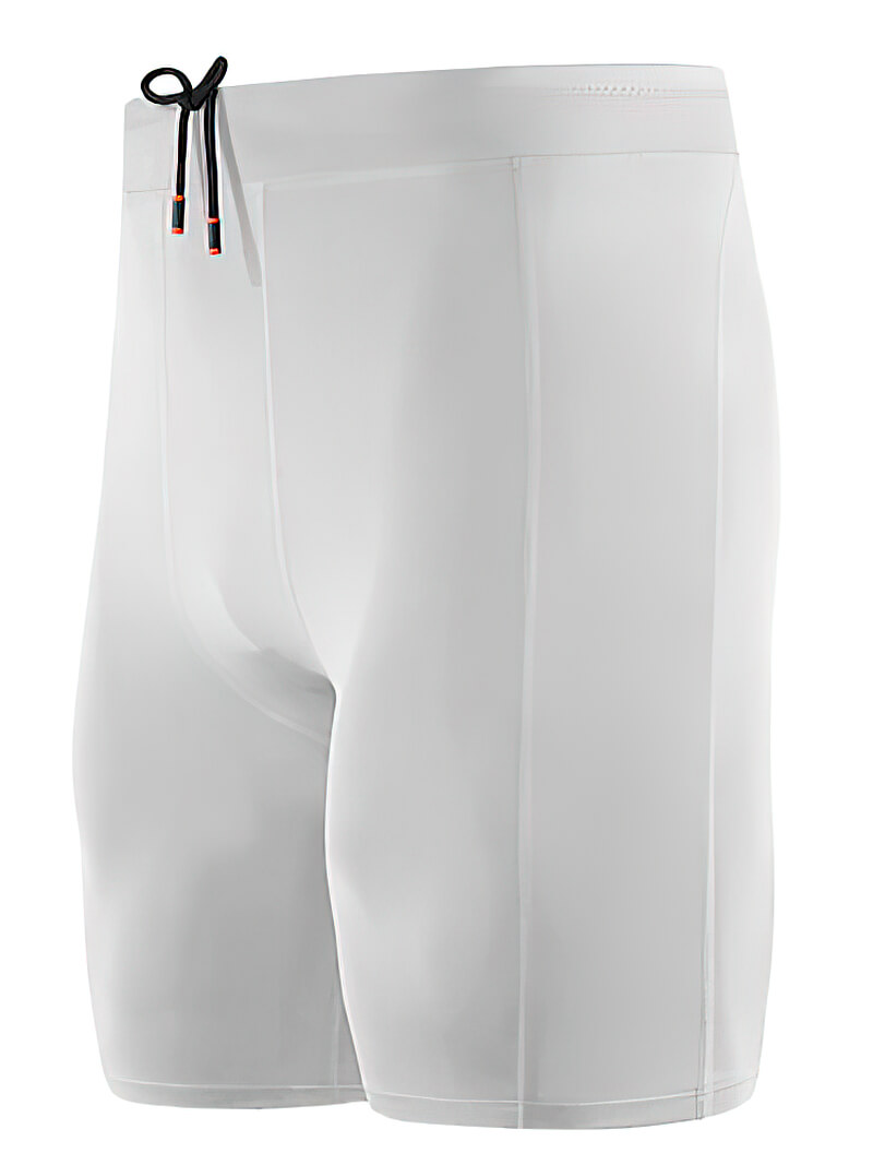 White men's outdoor running shorts - elastic compression tights SF0629, front view, lightweight and stretchy for flexibility.