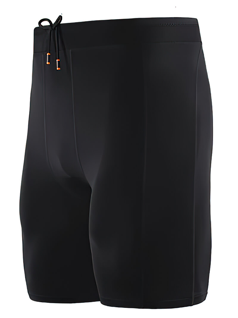 Men's outdoor running shorts, black elastic compression tights SF0629, featuring patchwork design for flexibility and comfort.