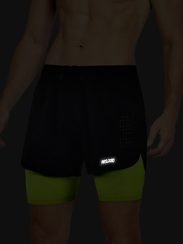 Men's running shorts with longer liner, featuring breathable spandex and polyester, perfect for comfort and performance in fitness.