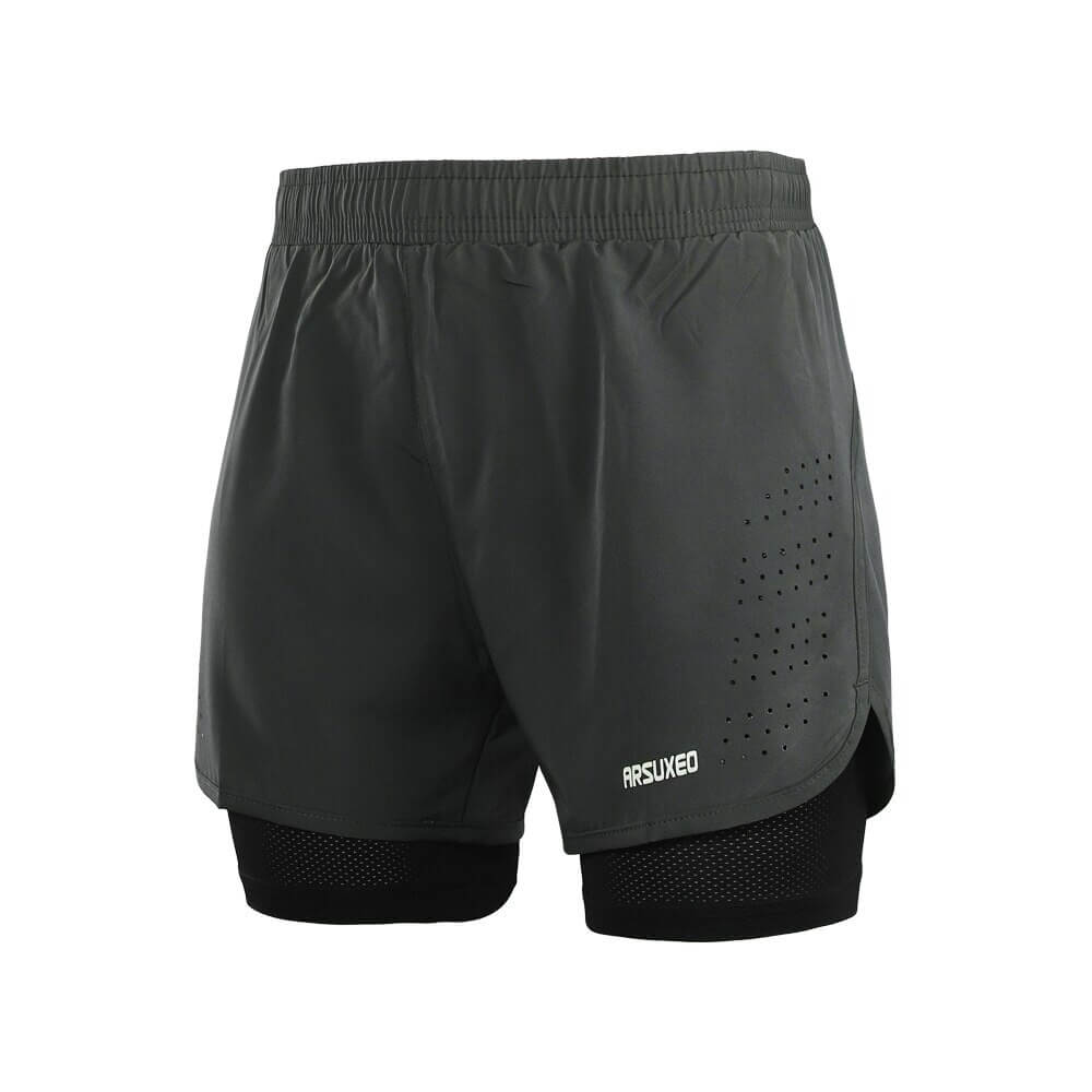 Men's running shorts with longer liner, gray fitness shorts for superior comfort and breathability, perfect for avid runners.