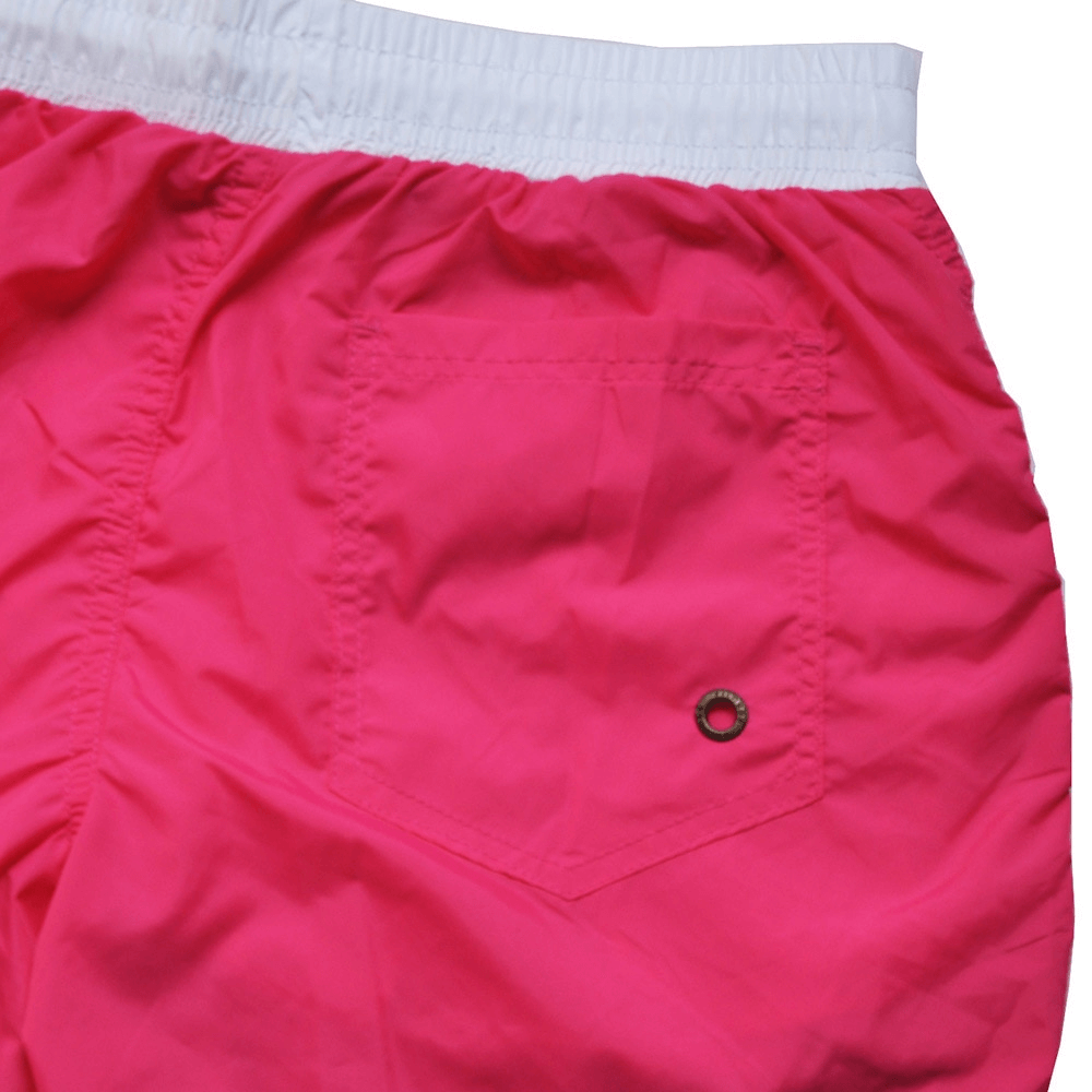 Men's quick dry pink beach shorts with back pocket, SF0863 solid pattern, perfect for seaside adventures.