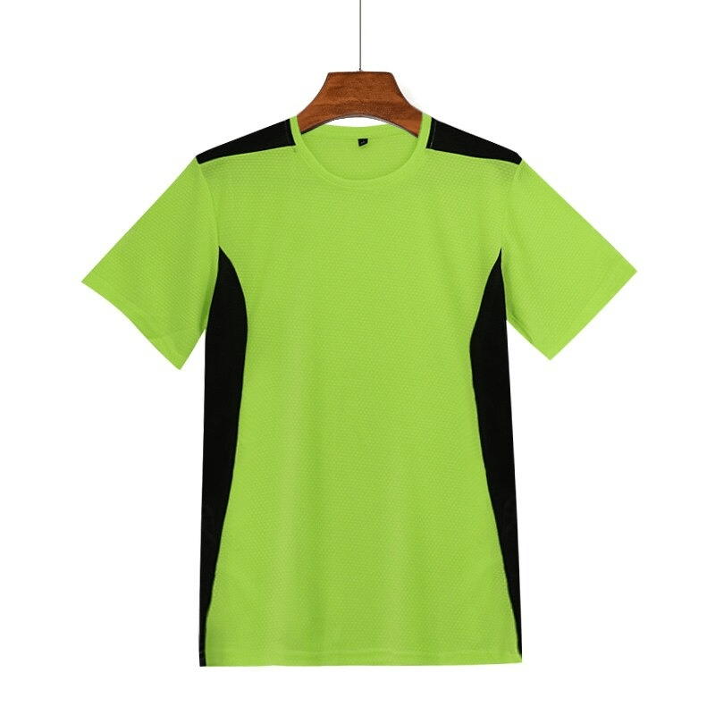 Vibrant green men's short sleeve football t-shirt with quick-dry fabric, ideal for gym workouts, running, and outdoor sports.