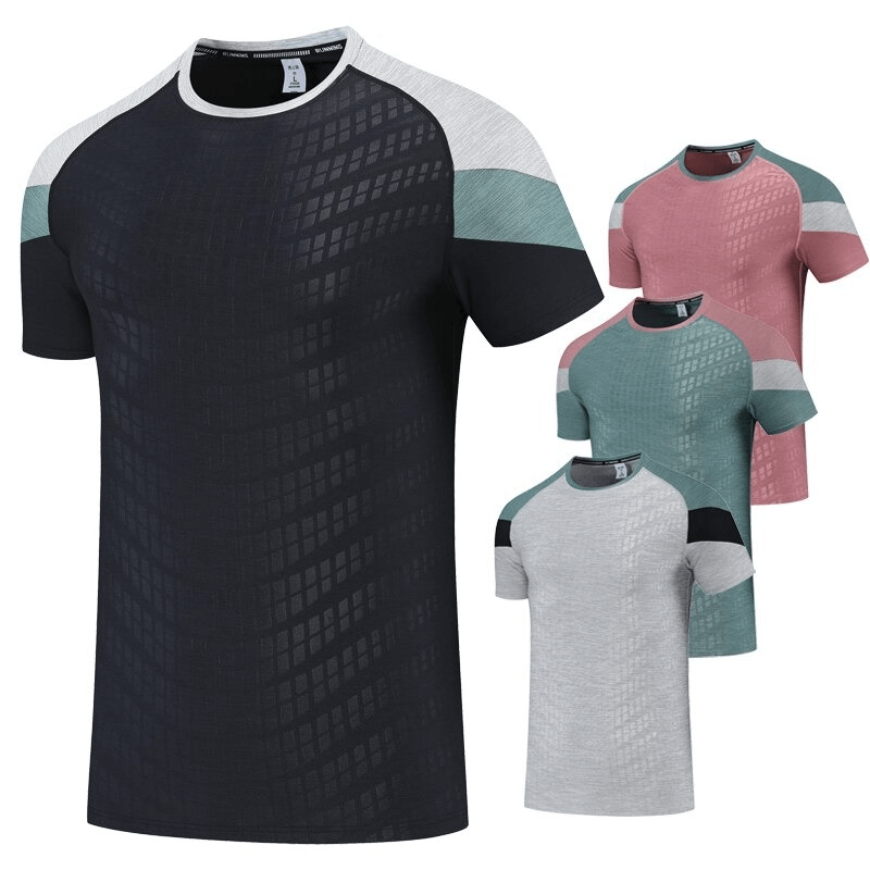 Men's short sleeves gym t-shirt, fast dry breathable fabric, O-neck design, lightweight fitness tee in multiple colors, style SF0271