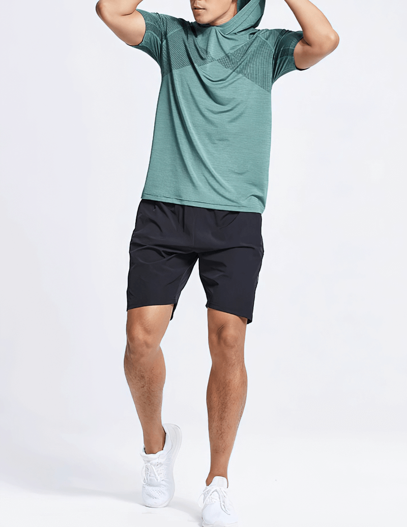Men's Short Sleeves Quick Dry Running Elastic Hodie / Fitness Sportswear - SF0659